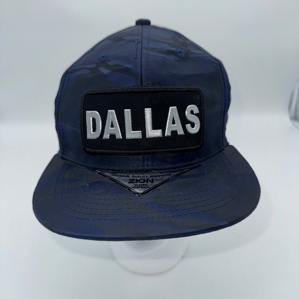 Zion Dallas Camo Snapback Hat Cap Premium Quality Headwear Men Blue